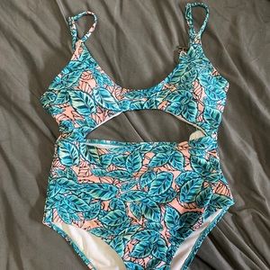 Cut-Out Tropical One Piece